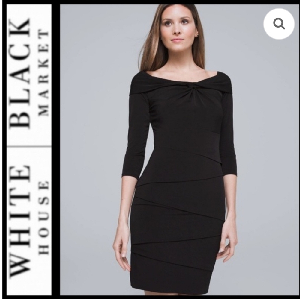 White House Black Market Black Tiered Mini Dress NWT